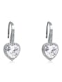 thumb Copper With  Cubic Zirconia Simplistic Heart Hook Earrings 0
