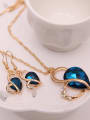 thumb Alloy Rose Gold Plated Fashion Artificial Stone Heart-shaped Two Pieces Jewelry Set 1