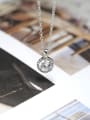 thumb Simple Cubic Clear Rhinestone Pendant 925 Silver Necklace 2