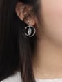 thumb Retro style Little Feather Hollow Round Silver Stud Earrings 1