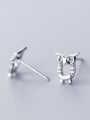 thumb 925 Sterling Silver With Silver Plated Cute Owl Stud Earrings 0