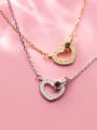 thumb 925 Sterling Silver With  Cubic Zirconia Simplistic Heart Necklaces 0