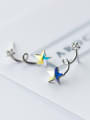 thumb S925 Silver Fashion Sweet Color Star Stud cuff earring 1