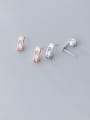 thumb 925 Sterling Silver With Artificial Pearl  Simplistic Geometric Stud Earrings 0