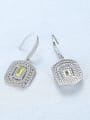 thumb 925 Sterling Silver With Platinum Plated Delicate Square Hook Earrings 3