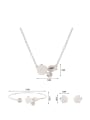 thumb Alloy White Gold Plated Fashion Flower Artificial Gemstones Three Pieces Jewelry Set 3