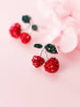 thumb 925 Sterling Silver With Platinum Plated Cute Friut  Cherry Stud Earrings 0