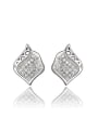 thumb Exquisite White Gold Plated Geometric Shaped Zircon Stud Earrings 0