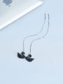 thumb Elegant Black Swan Cubic Zircon 925 Silver Line Earrings 2