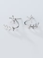 thumb 925 Sterling Silver With Platinum Plated Cute Star Stud Earrings 2