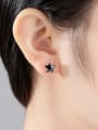 thumb Copper inlaid AAA zircon black five-pointed star Stud Earrings 1