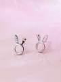 thumb Sterling Silver cute rabbit ear studs 2