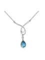 thumb Simple Water Drop austrian Crystal Pendant Alloy Necklace 0