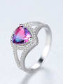 thumb Sterling silver simple heart  semi-precious stone ring 0