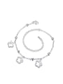 thumb Simple Flowers Bead Silver Anklet 0