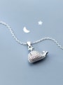 thumb Sterling silver inlaid zircon whale cute animal necklace 0