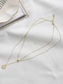 thumb Pure silver geometric round bead double clavicle Necklace 0
