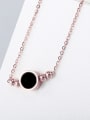 thumb Personality Woman 18K Rose Gold Black Round Shaped Titanium Necklace 4