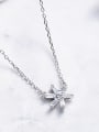 thumb Simple 925 Silver Zirconias Flower Necklace 2