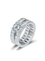 thumb Double Layer Zircons White Gold Plated Silver Ring 0