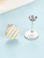 thumb 925 Sterling Silver With Glossy  Plated Simplistic Round Stud Earrings 3