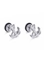thumb Stainless Steel With Black Gun Plated Trendy Irregular anchor Stud Earrings 0