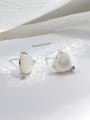 thumb 925 Sterling Silver Classic Heart shell Stud Earrings 1