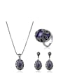 thumb Alloy Antique Silver Plated Vintage style Artificial Stones Oval-shaped Three Pieces Jewelry Set 0
