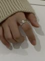 thumb 925 Sterling Silver With Platinum Plated Simplistic Heart Free Size Rings 1