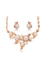 thumb Alloy Rose Gold Plated Fashion Artificial Pearls Two Pieces Jewelry Set 0