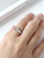 thumb Personalized Two-band Smooth Little Cube Silver Opening Ring 1