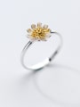 thumb Temperament Chrysanthemum Shaped Gold Plated S925 Silver Ring 0