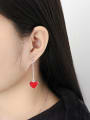 thumb Asymmetrical Red Heart Silver Stud Earrings 2
