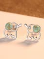 thumb 925 Sterling Silver WithTurquoise Cute Animal Elephant Stud Earrings 2