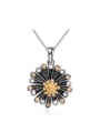 thumb Delicate Double Color Design Chrysanthemum Shaped Rhinestone Necklace 0