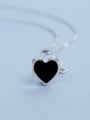 thumb Simple Black Heart shaped Carnelian 925 Silver Necklace 0