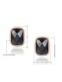 thumb Delicate Black Austria Crystal Square Shaped Two Pieces Jewelry Set 1