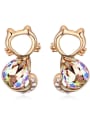thumb Fashion Cartoon Kitten Water Drop austrian Crystal Alloy Stud Earrings 3