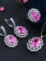 thumb Copper inlaid AAA Zircon Earrings Necklace 3 piece jewelry set 3