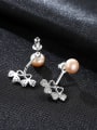 thumb 925 Sterling Silver With Platinum Plated Simplistic Flower Drop Earrings 1