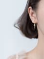 thumb Sterling silver beaded synthetic pearl tassel earrings 1