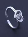 thumb Simple Hollow Heart Tiny Zirconias 925 Silver Opening Ring 2