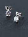 thumb Lovely Owl Shaped Shimmering Zircon S925 Silver Stud Earrings 1