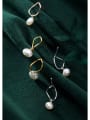 thumb 925 Sterling Silver With  Artificial Pearl Simplistic Oval Drop Earrings 0