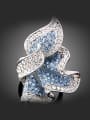 thumb Fashion Exaggerated Rhinestone-covered Leaf Alloy Ring 2