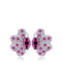 thumb Small Flower Pink Zircons Fashion Stud Earrings 0
