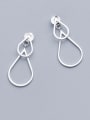 thumb 925 Sterling Silver With Glossy Simplistic Double Layer Water Drop Drop Earrings 1