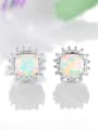 thumb 925 Sterling Silver With Platinum Plated Simplistic Geometric Stud Earrings 1