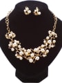 thumb Fashion Elegant Imitation Pearls Leaves Alloy Two Pieces Jewelry Set 0