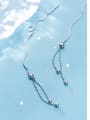 thumb 925 Sterling Silver With Platinum Plated Simplistic Chain Threader Earrings 0
